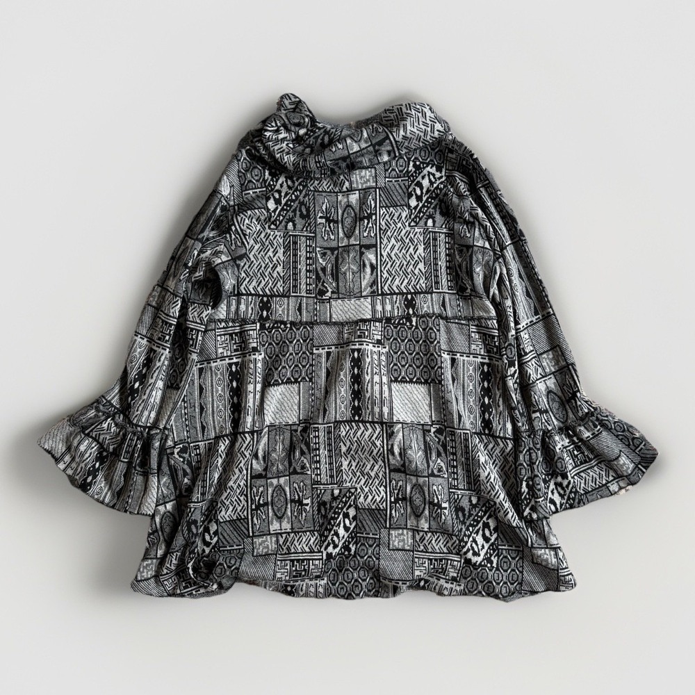 Hand Jive‎ Tapestry Jacket Sz L Black Southwestern Tribal Handmade Long Art $168 - Picture 2 of 9